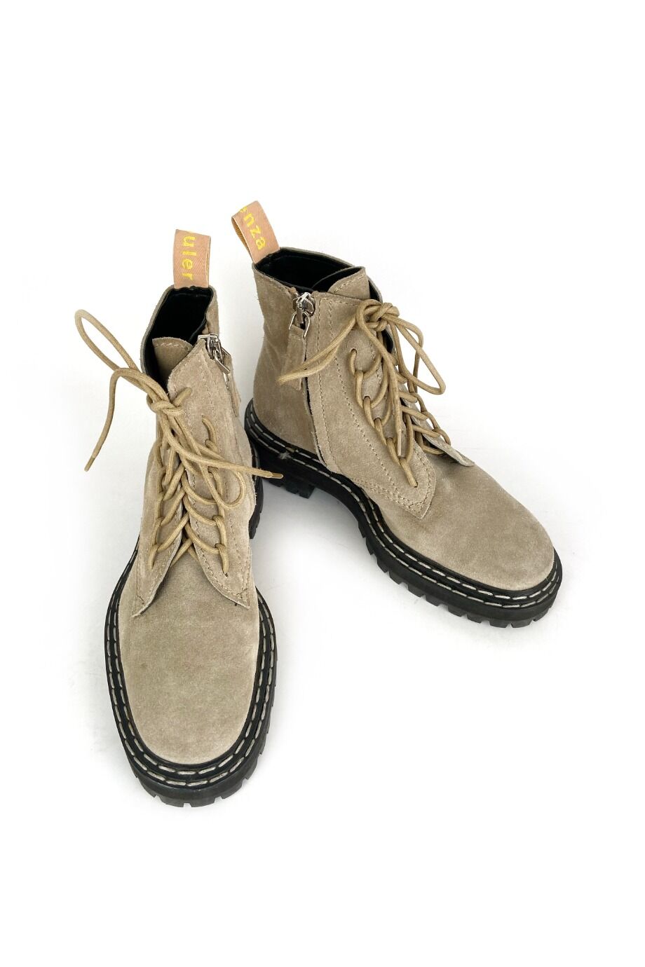 image 2 Замшевые ботинки бежевого цвета на шнуровке