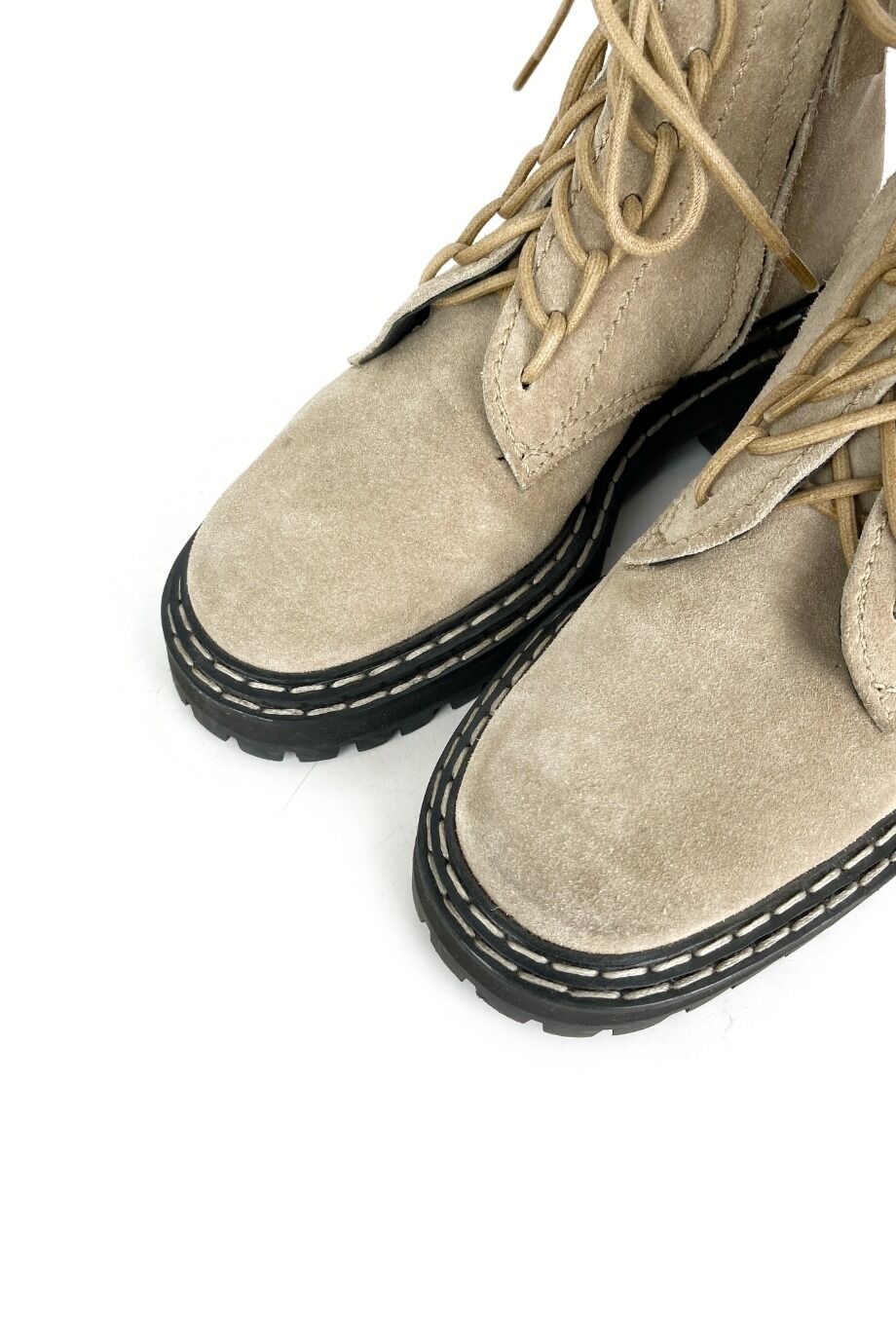 image 3 Замшевые ботинки бежевого цвета на шнуровке