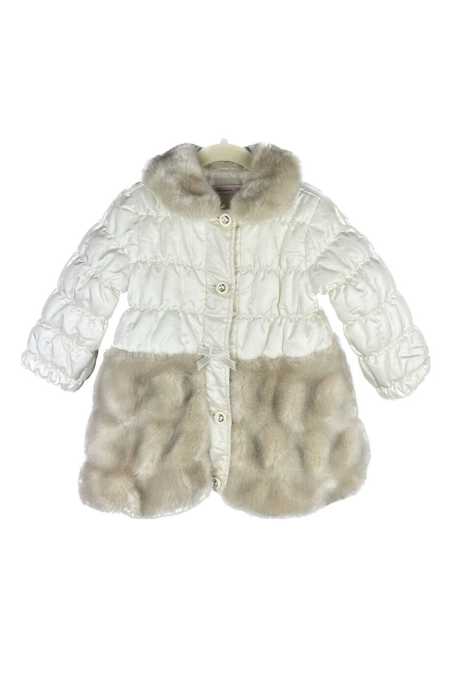 image 1 Деткое пальто кремового цвета с меховой отделкой