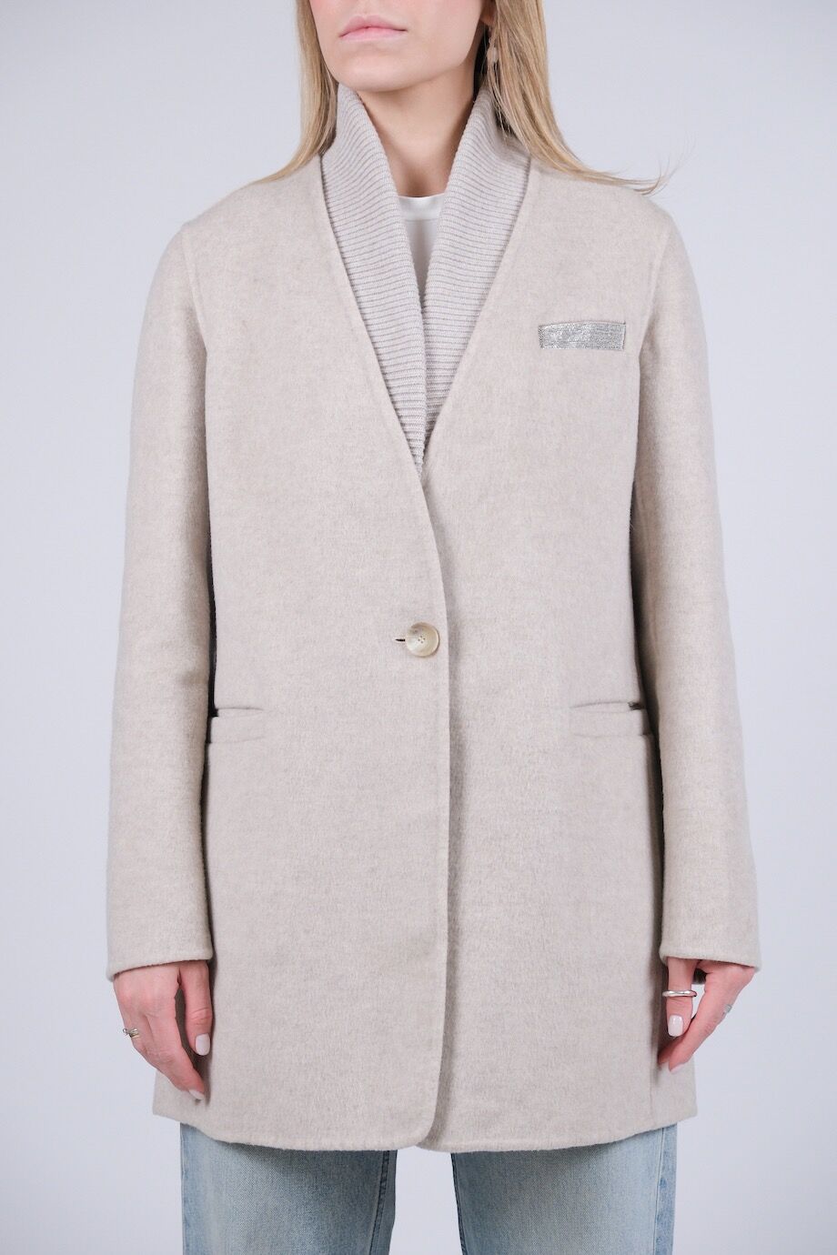 image 3 Пиджак-пальто серого цвета со съемным воротом
