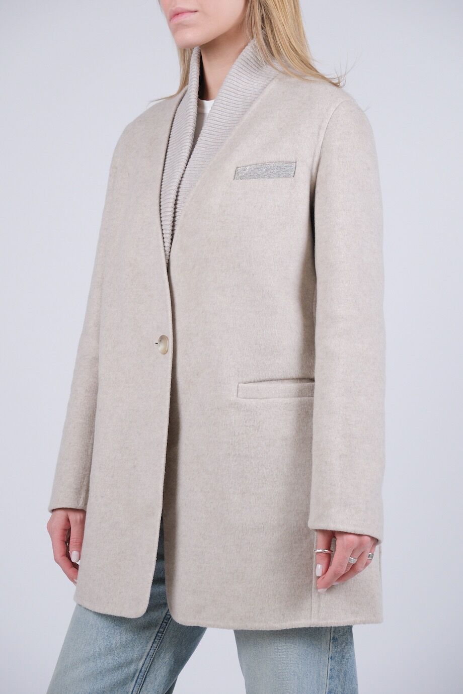 image 4 Пиджак-пальто серого цвета со съемным воротом