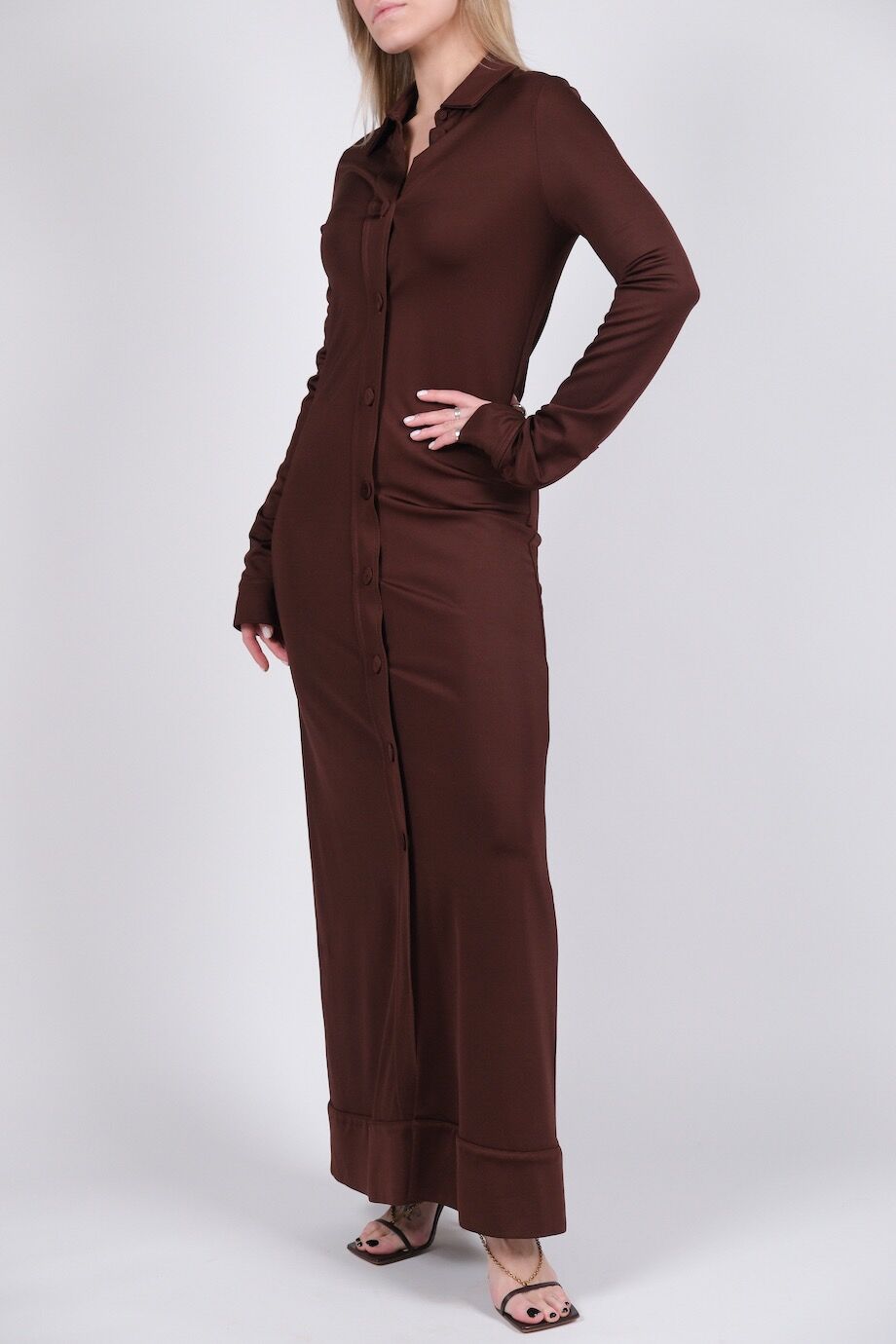 image 2 Платье-рубашка коричневого цвета на пуговицах
