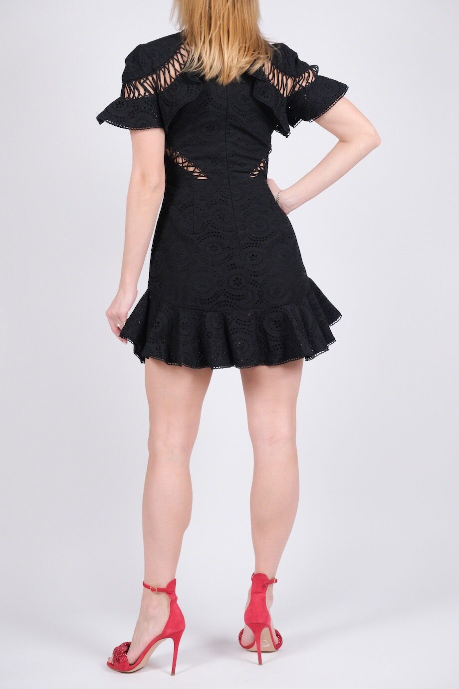 image 3 Платье черного цвета с вышивкой ришелье