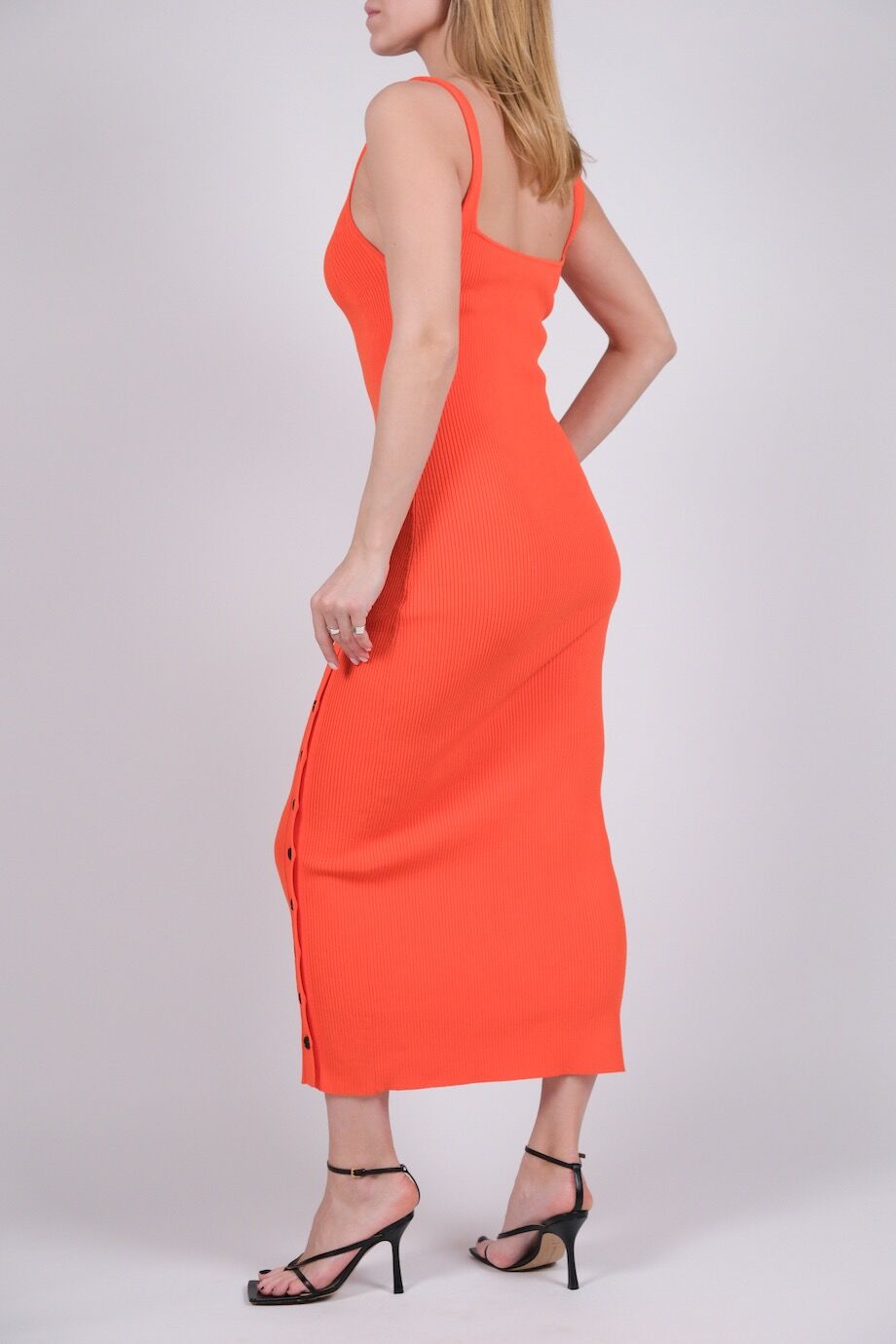 image 2 Платье ярко-оранжевого цвета с пуговицами
