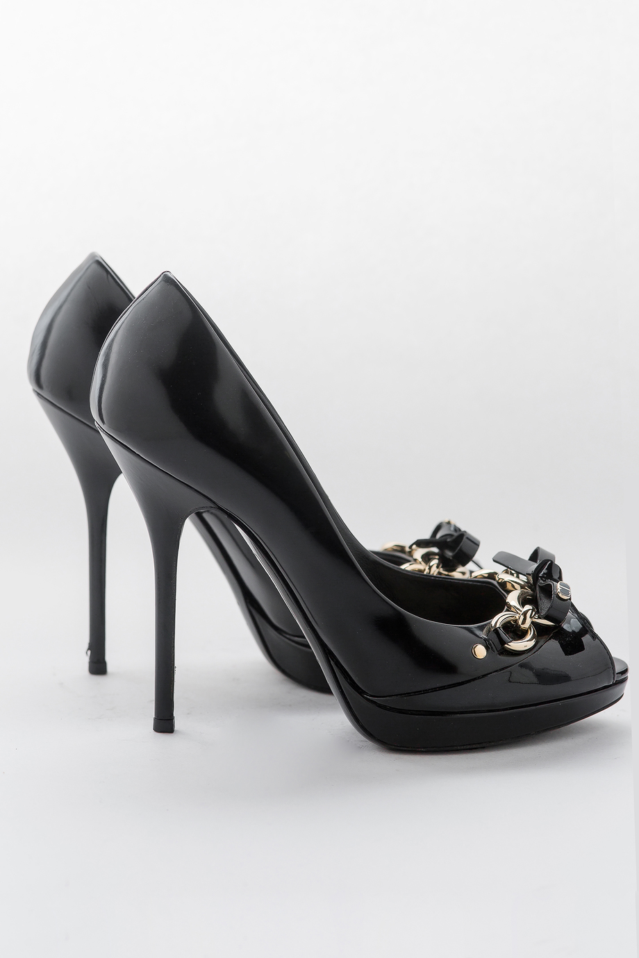 image 2 Лаковые туфли черного цвета с открытым носиком