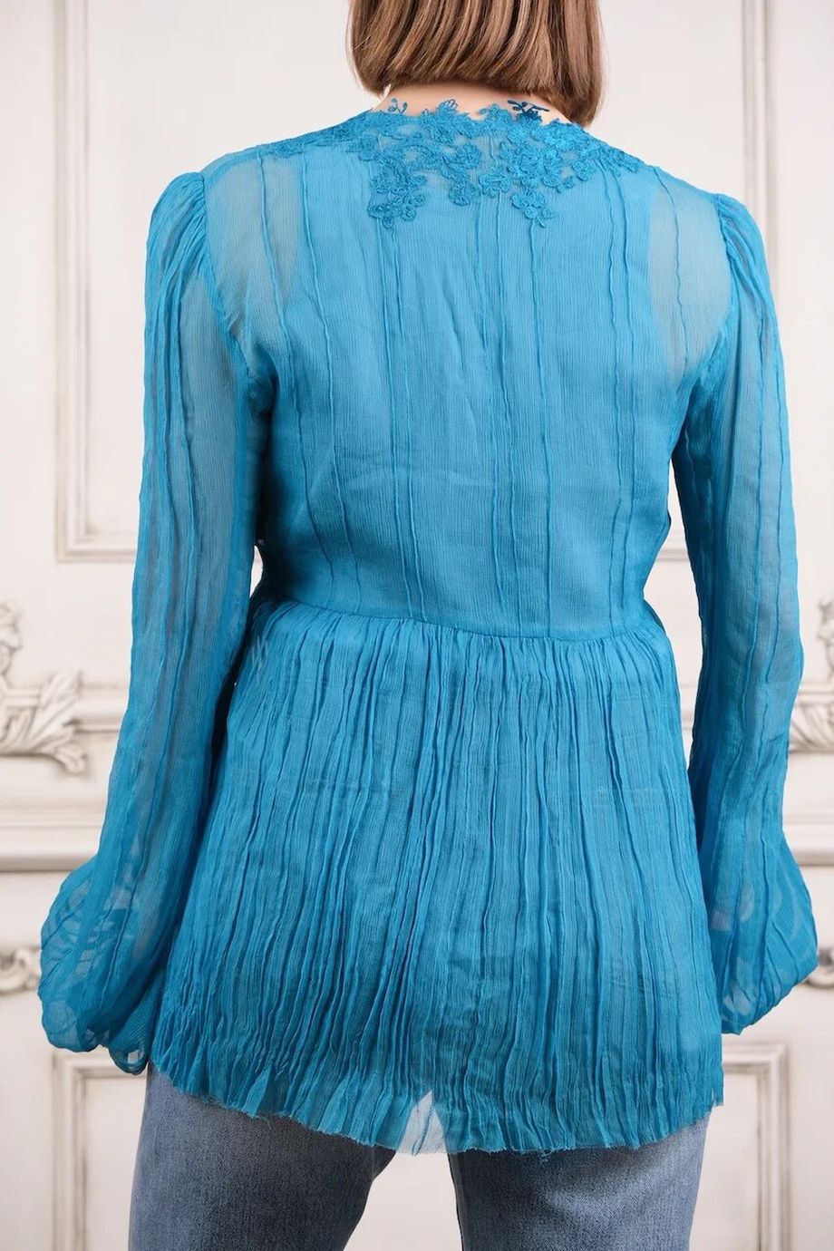 image 3 Шелковая блуза с кружевным декором