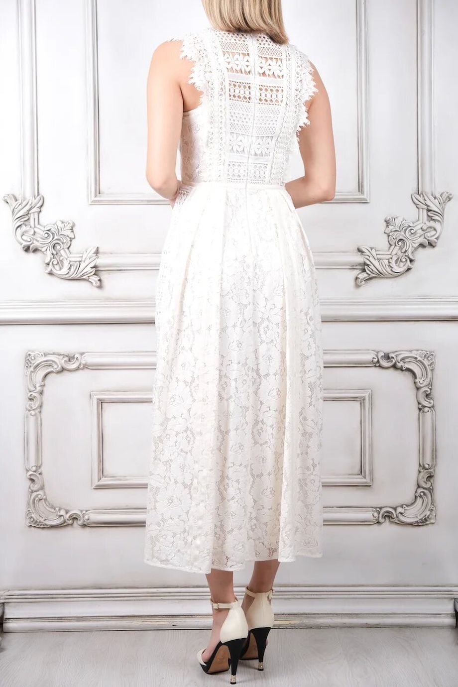 image 3 Кружевное платье белого цвета без рукавов