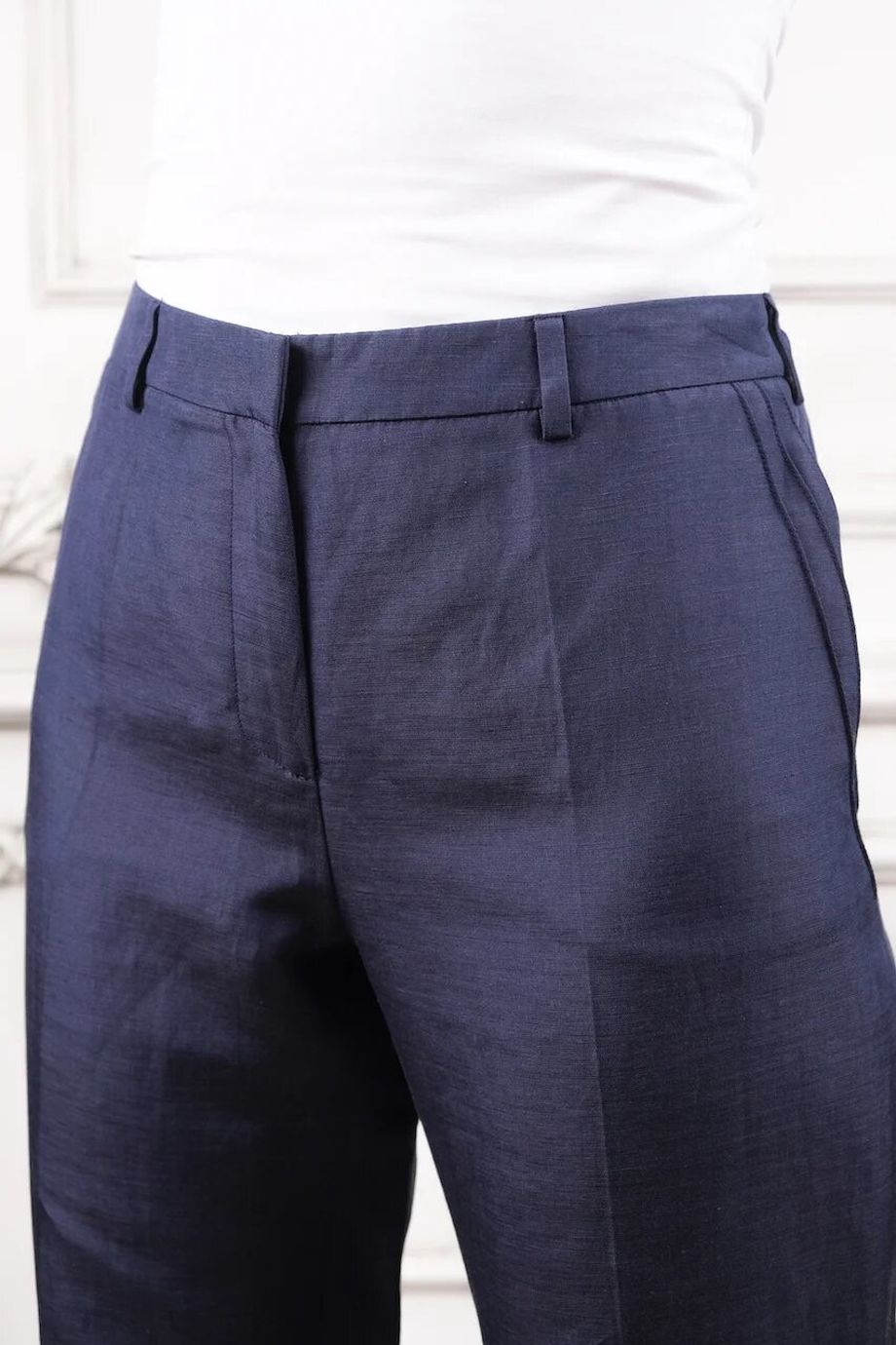 image 5 Льняные брюки синего цвета