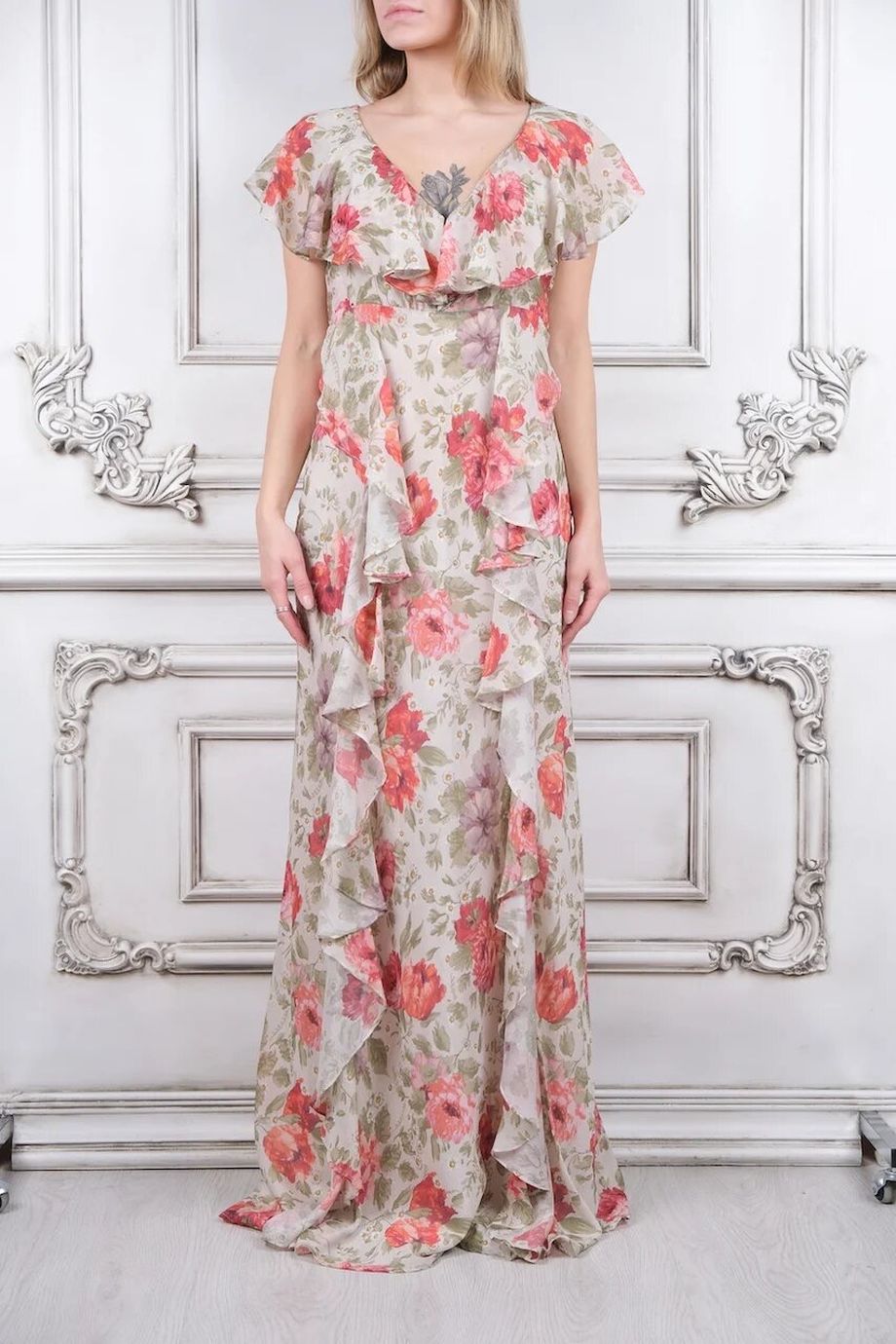 image 1 Платье в пол с цветочным принтом