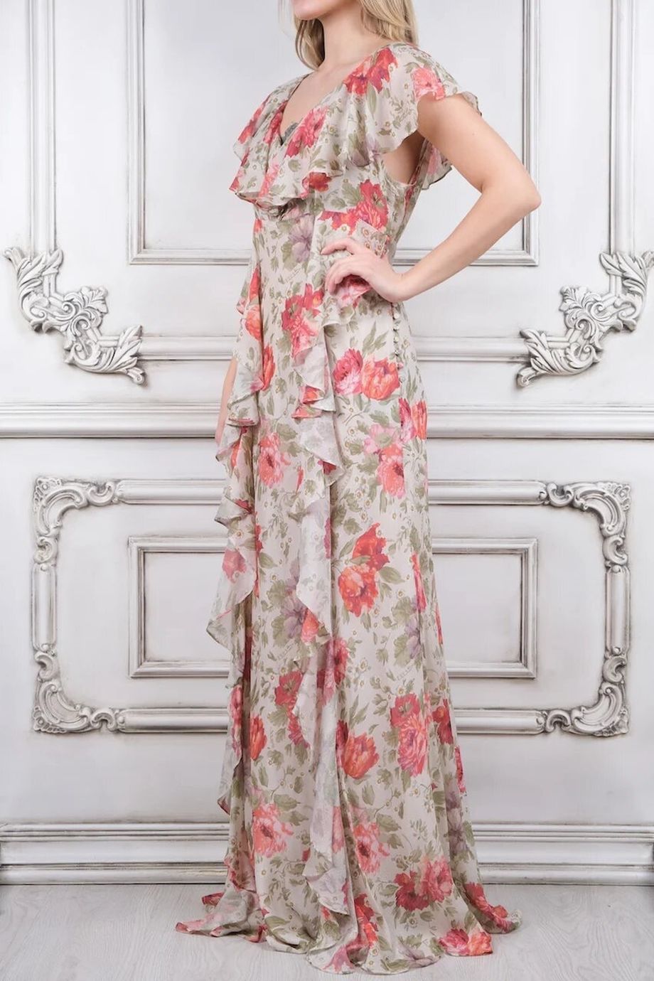 image 2 Платье в пол с цветочным принтом