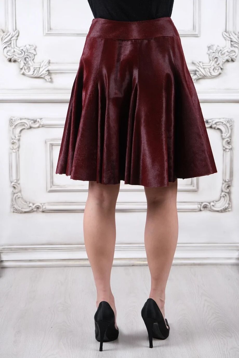 image 4 Кожаная юбка бордового цвета