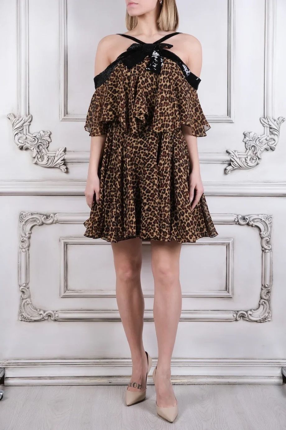 image 1 Платье с открытыми плечами с леопардовым принтом