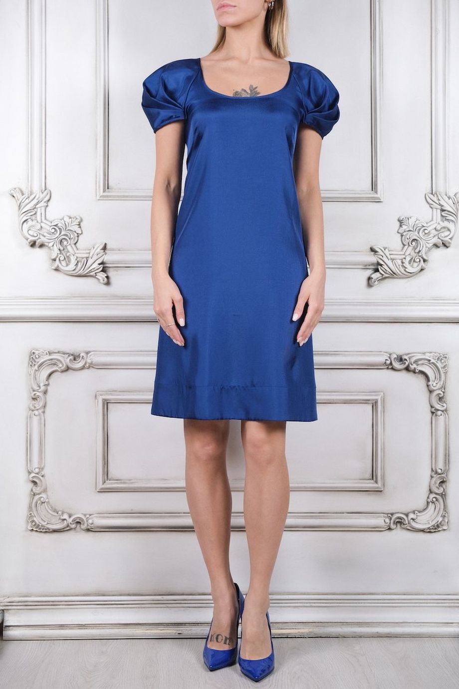 image 1 Платье синего цвета с коротким рукавом