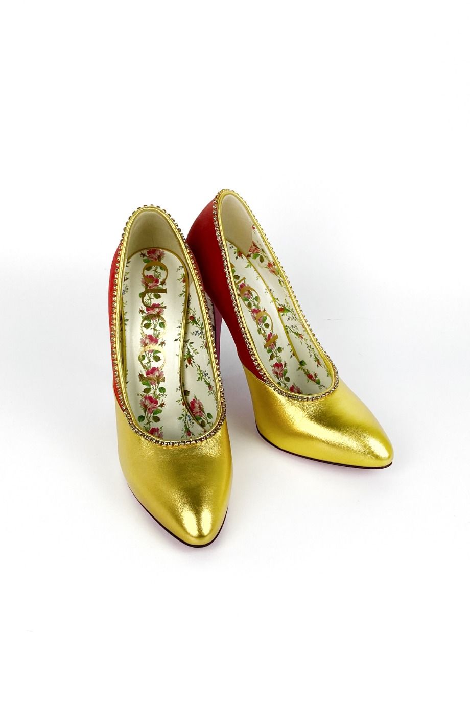 image 2 Комбинированные туфли золотого цвета с замшевой пяткой
