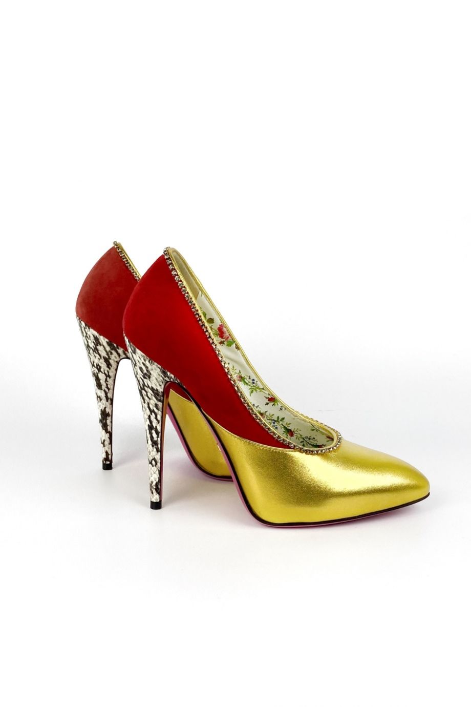 image 5 Комбинированные туфли золотого цвета с замшевой пяткой