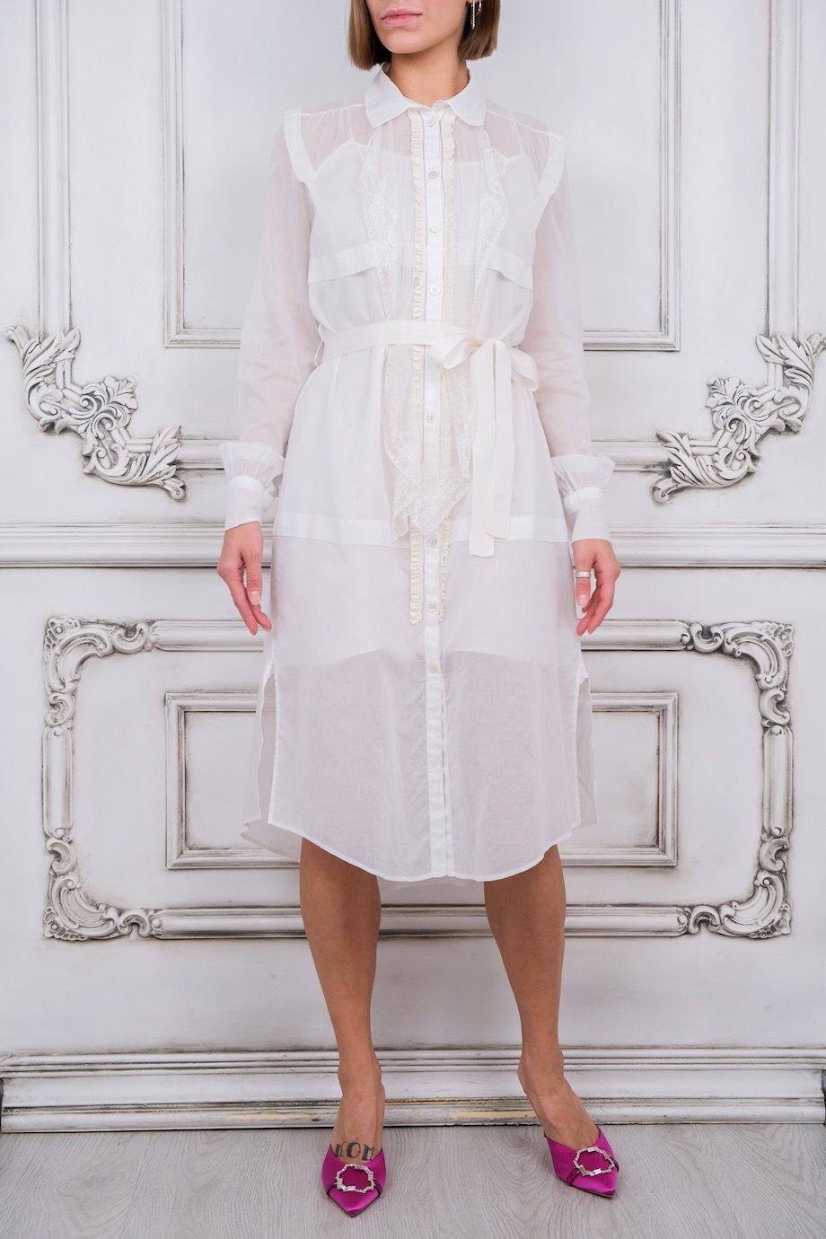 image 1 Платье-рубашка с комбинацией белого цвета