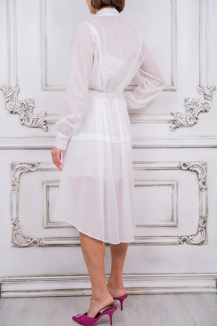 image 3 Платье-рубашка с комбинацией белого цвета