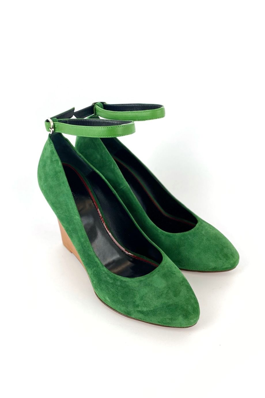image 1 Замшевые туфли зеленого цвета на танкетке