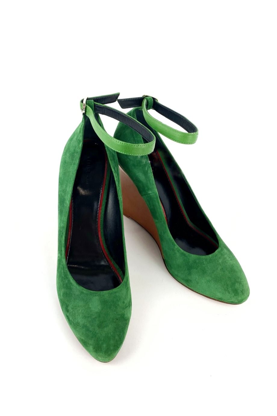 image 2 Замшевые туфли зеленого цвета на танкетке