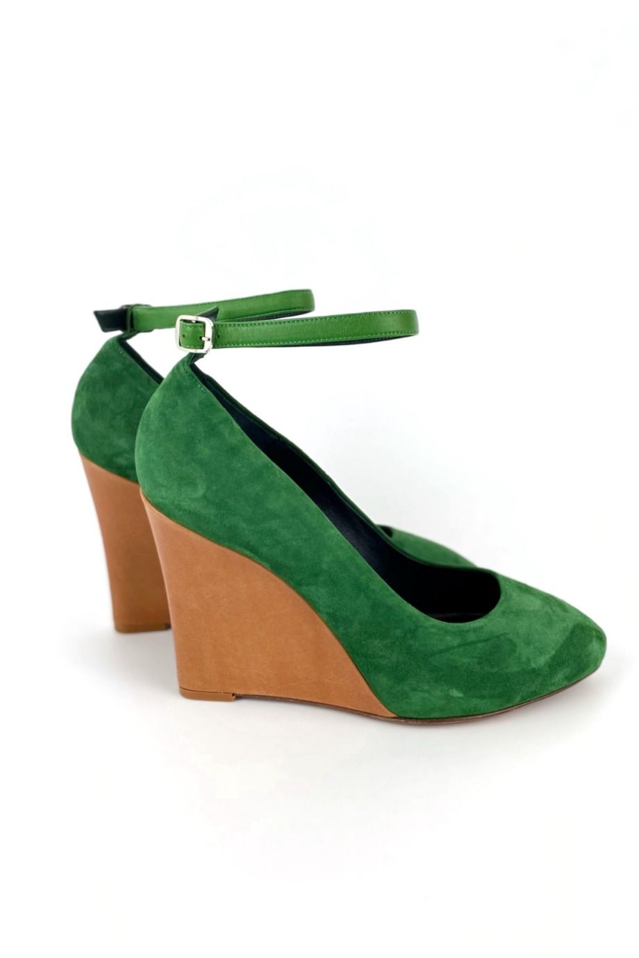 image 5 Замшевые туфли зеленого цвета на танкетке