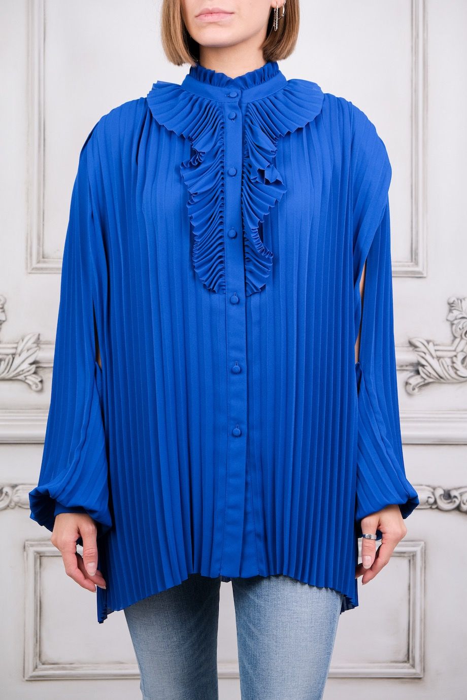 image 1 Блуза плиссе синего цвета