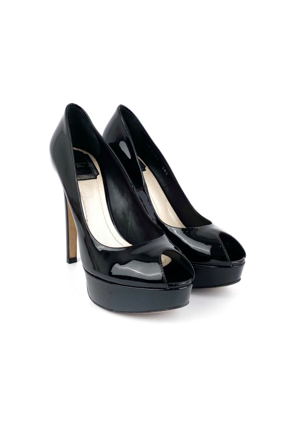 image 1 Лаковые туфли черного цвета с открытым носиком