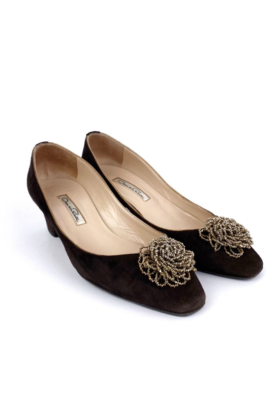 image 1 Туфли из замши коричневого цвета с декором на носке