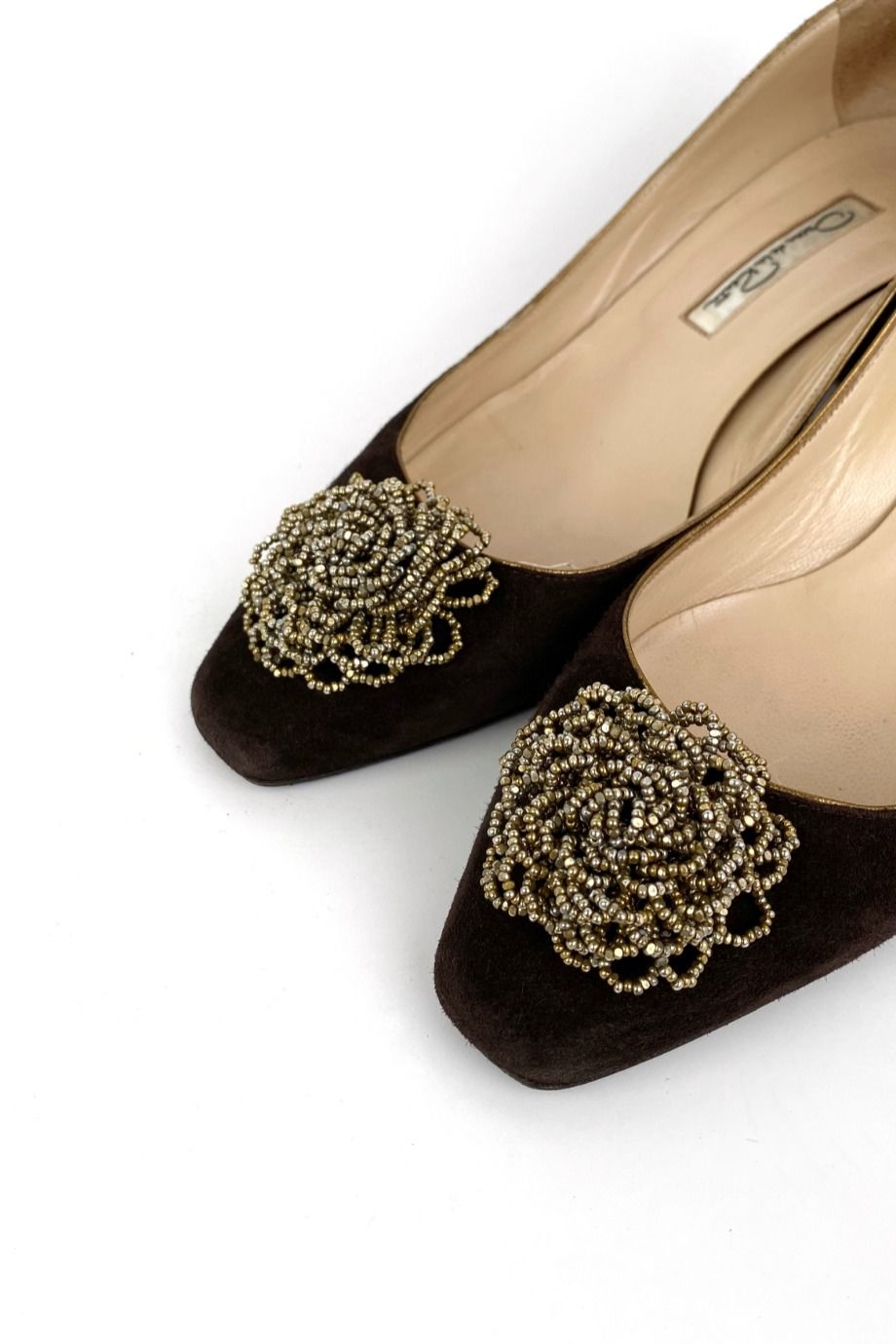 image 3 Туфли из замши коричневого цвета с декором на носке