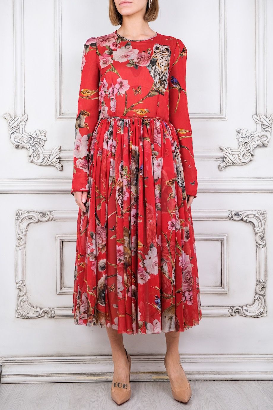 image 1 Платье с длинным рукавом красного цвета