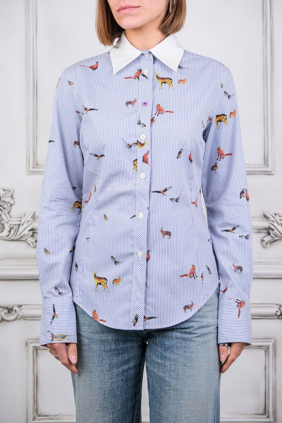 image 1 Рубашка в полоску с принтом животных