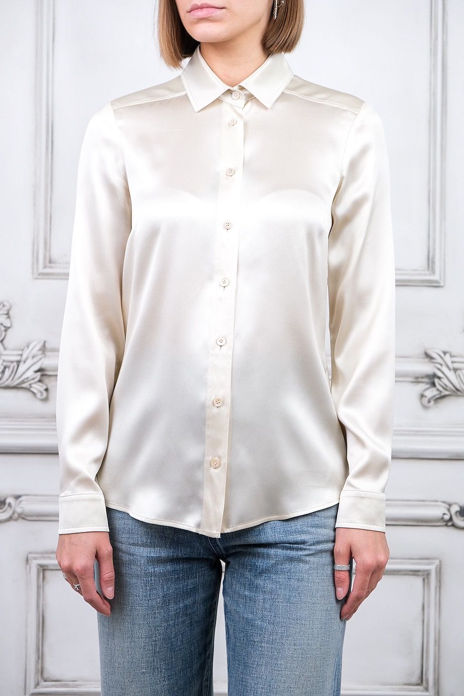 image 1 Блуза молочного цвета с длинным рукавом