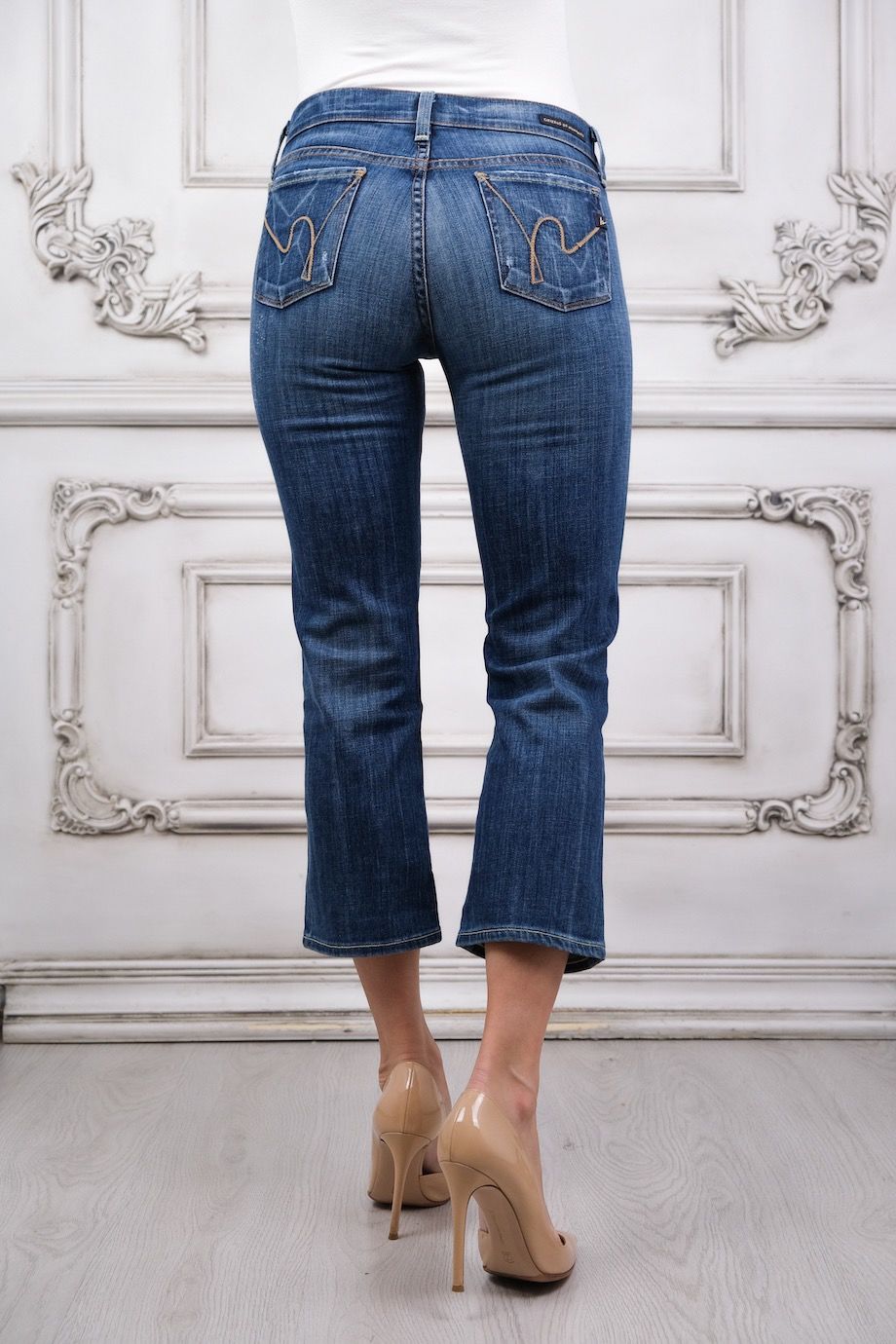 image 4 Укороченные джинсы синего цвета