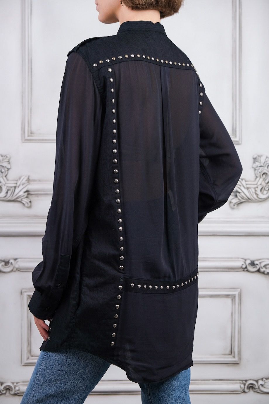 image 3 Удлиненная блуза комбинированная с декором