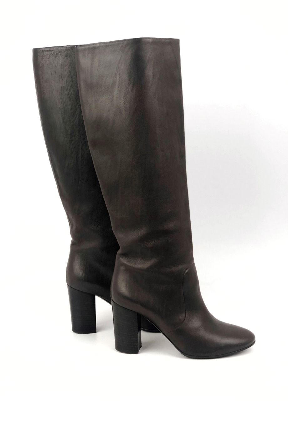 image 4 Сапоги коричневого цвета на устойчивом каблуке