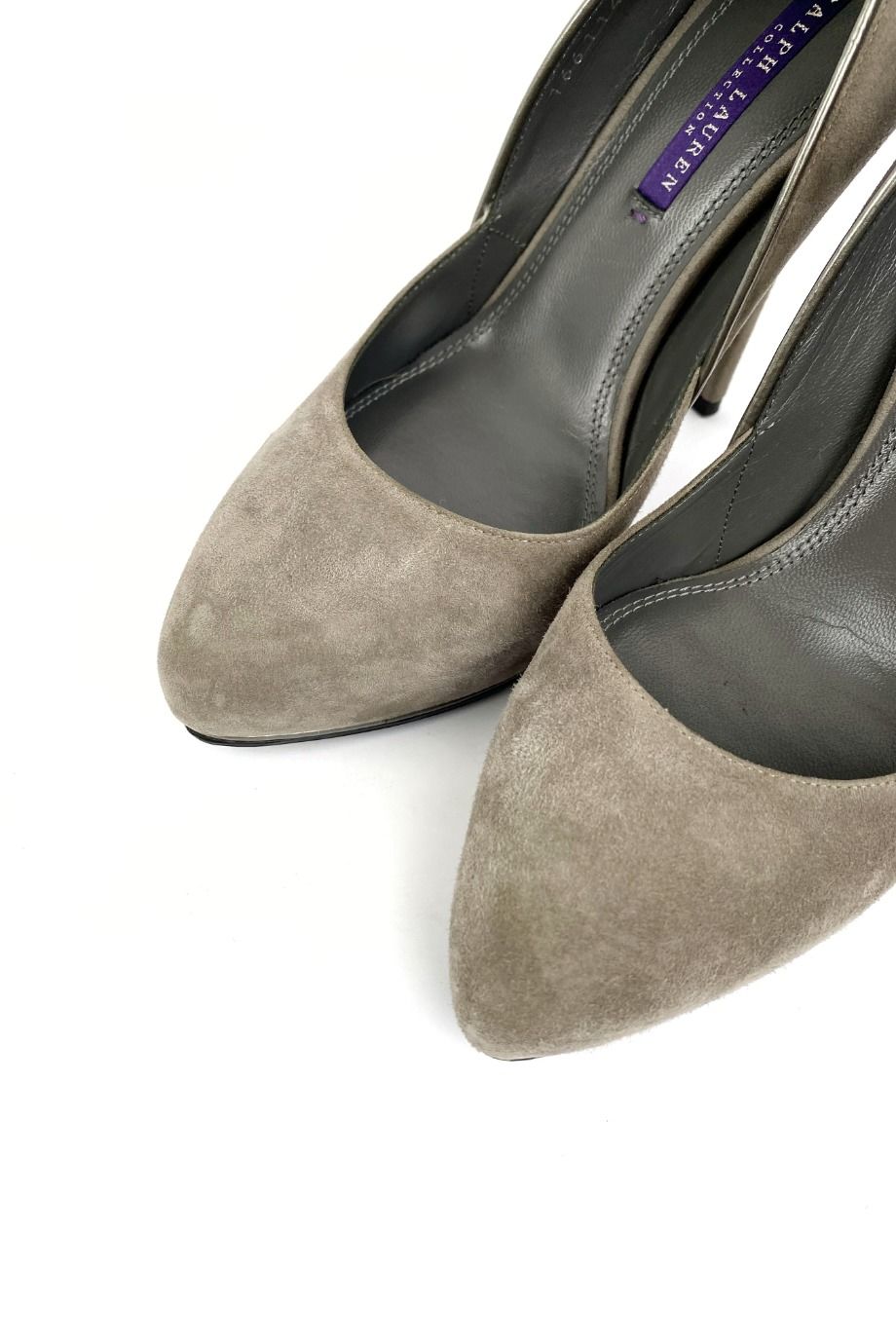 image 3 Замшевые туфли серого цвета на каблуке