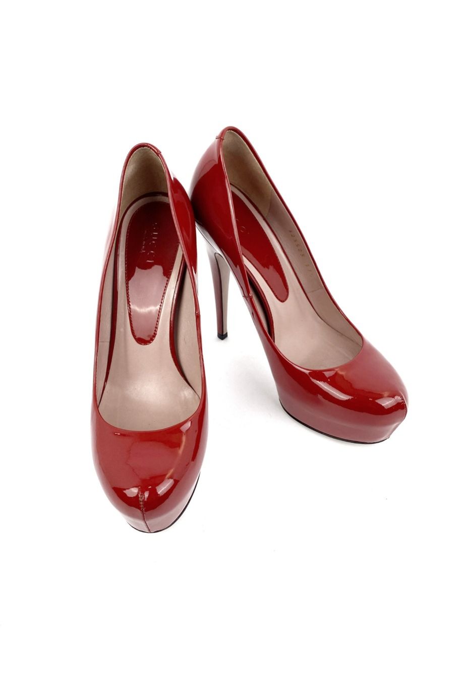 image 2 Лаковые туфли красного цвета на устойчивом каблуке