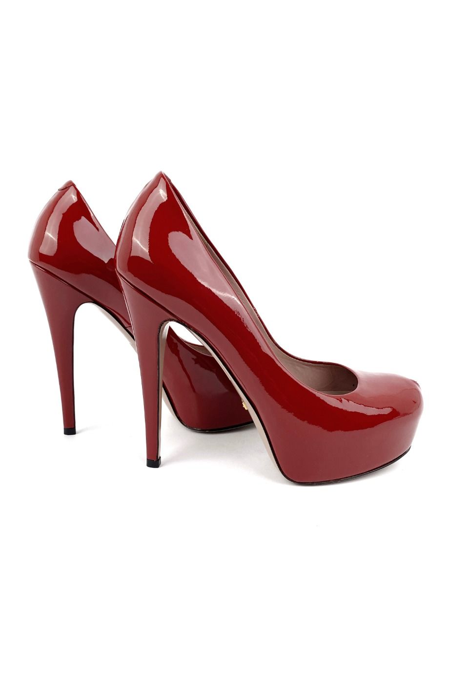 image 5 Лаковые туфли красного цвета на устойчивом каблуке