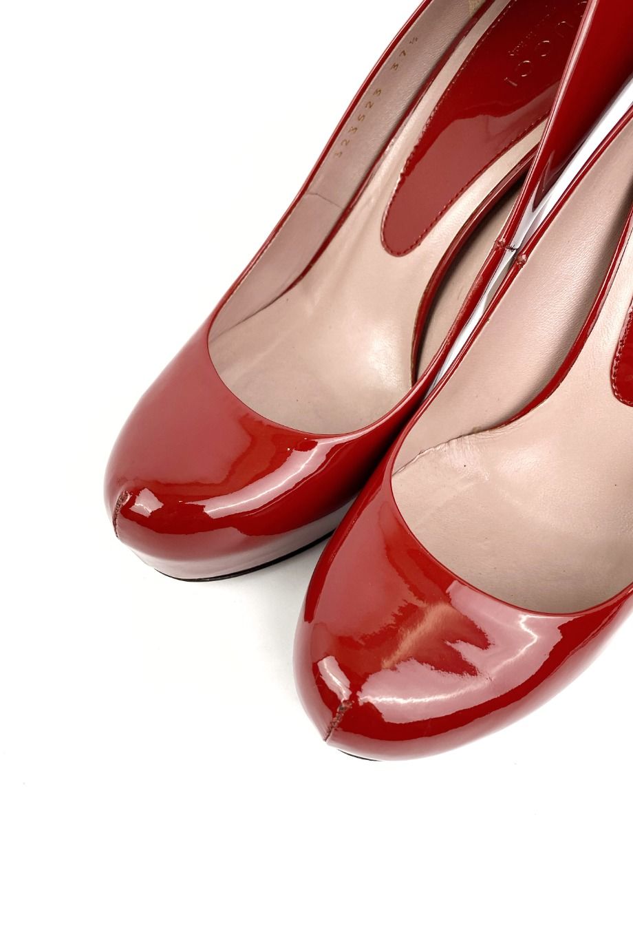 image 3 Лаковые туфли красного цвета на устойчивом каблуке