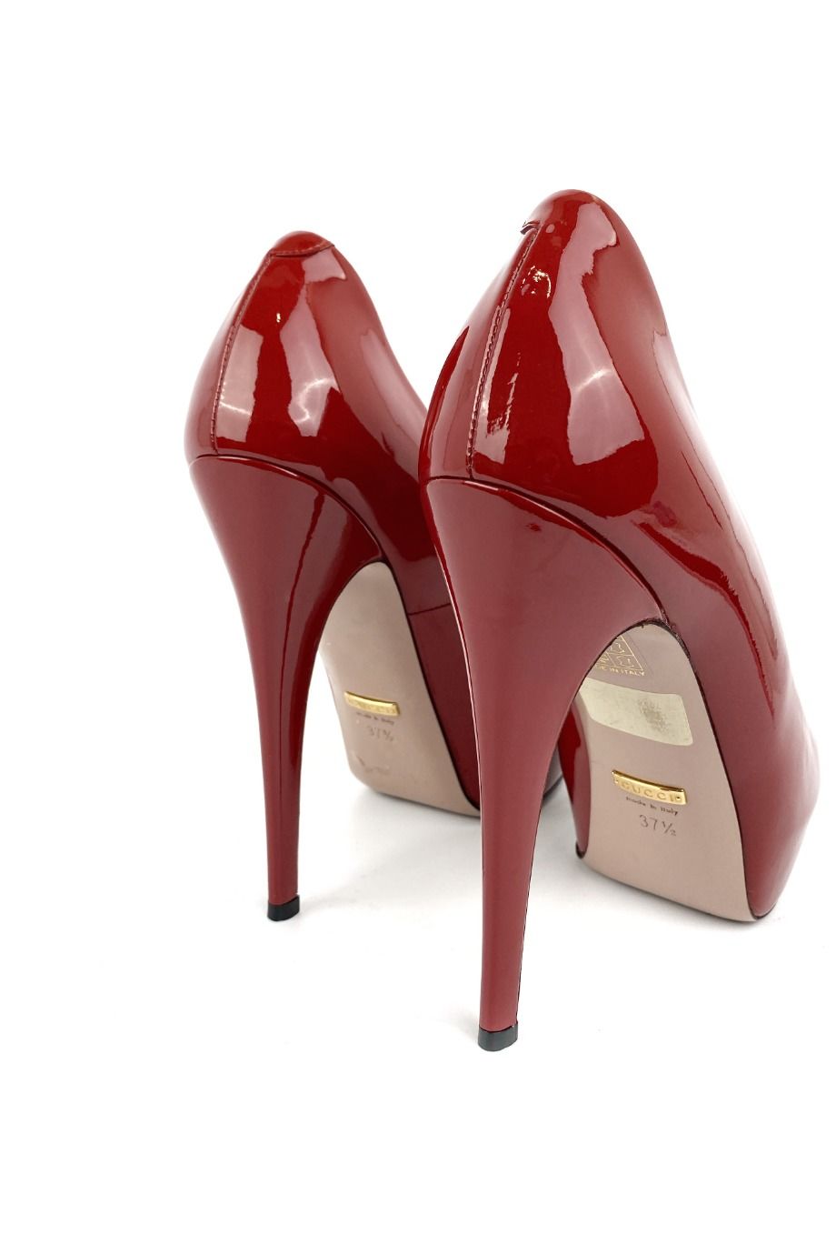 image 4 Лаковые туфли красного цвета на устойчивом каблуке
