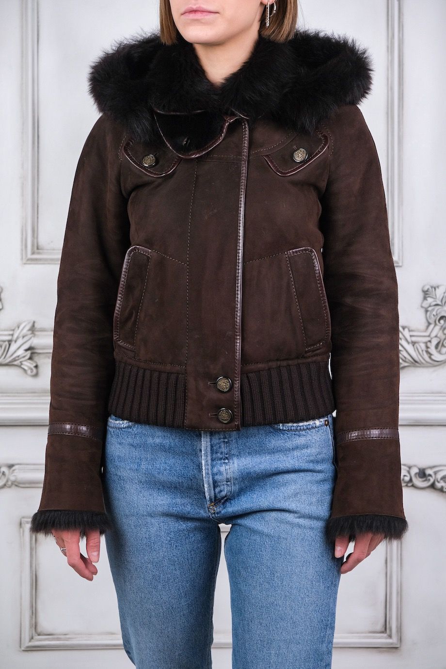 image 1 Замшевая куртка на меху коричневого цвета