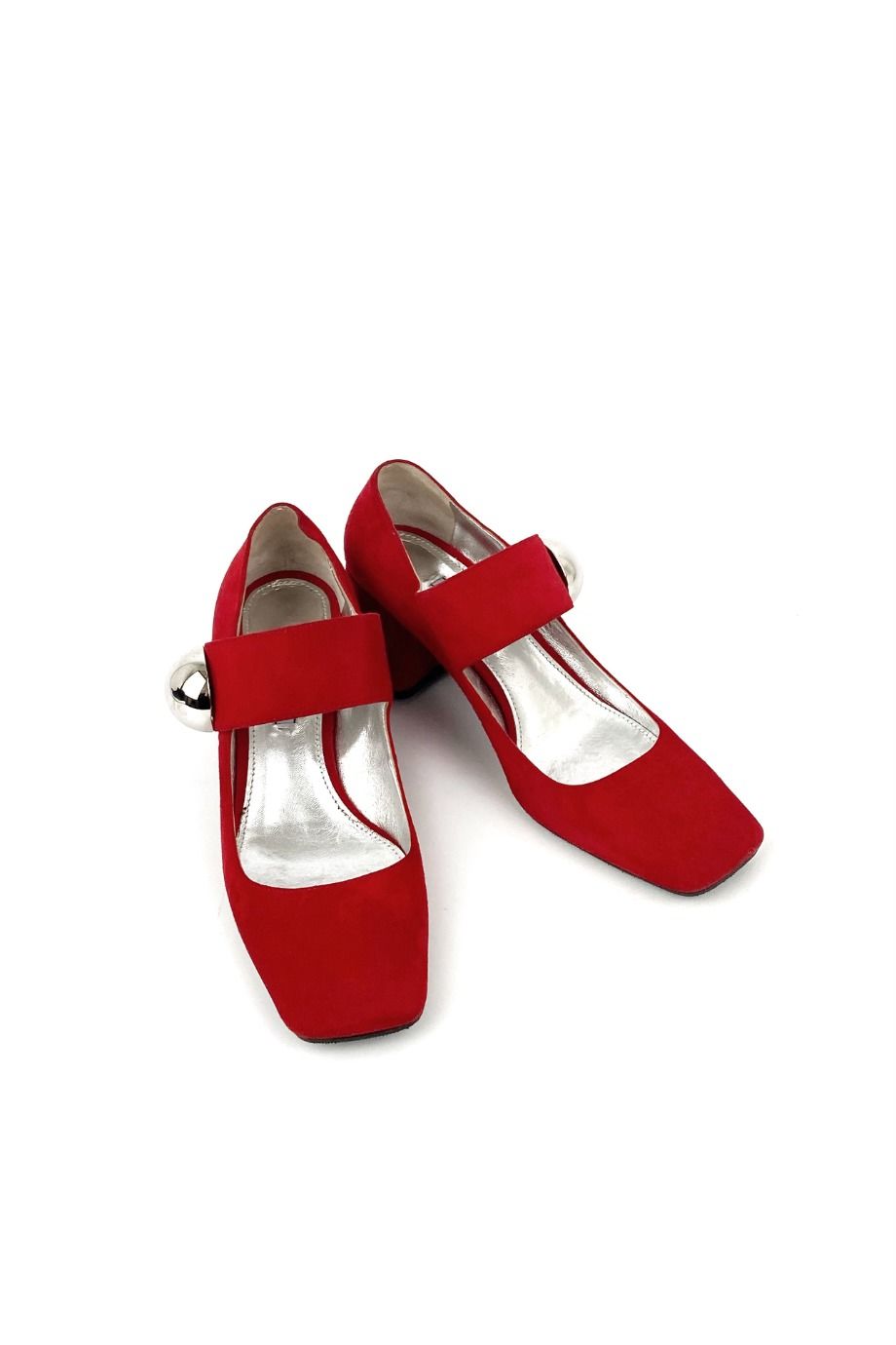 image 2 Туфли замшевые красного цвета на устойчивом каблуке