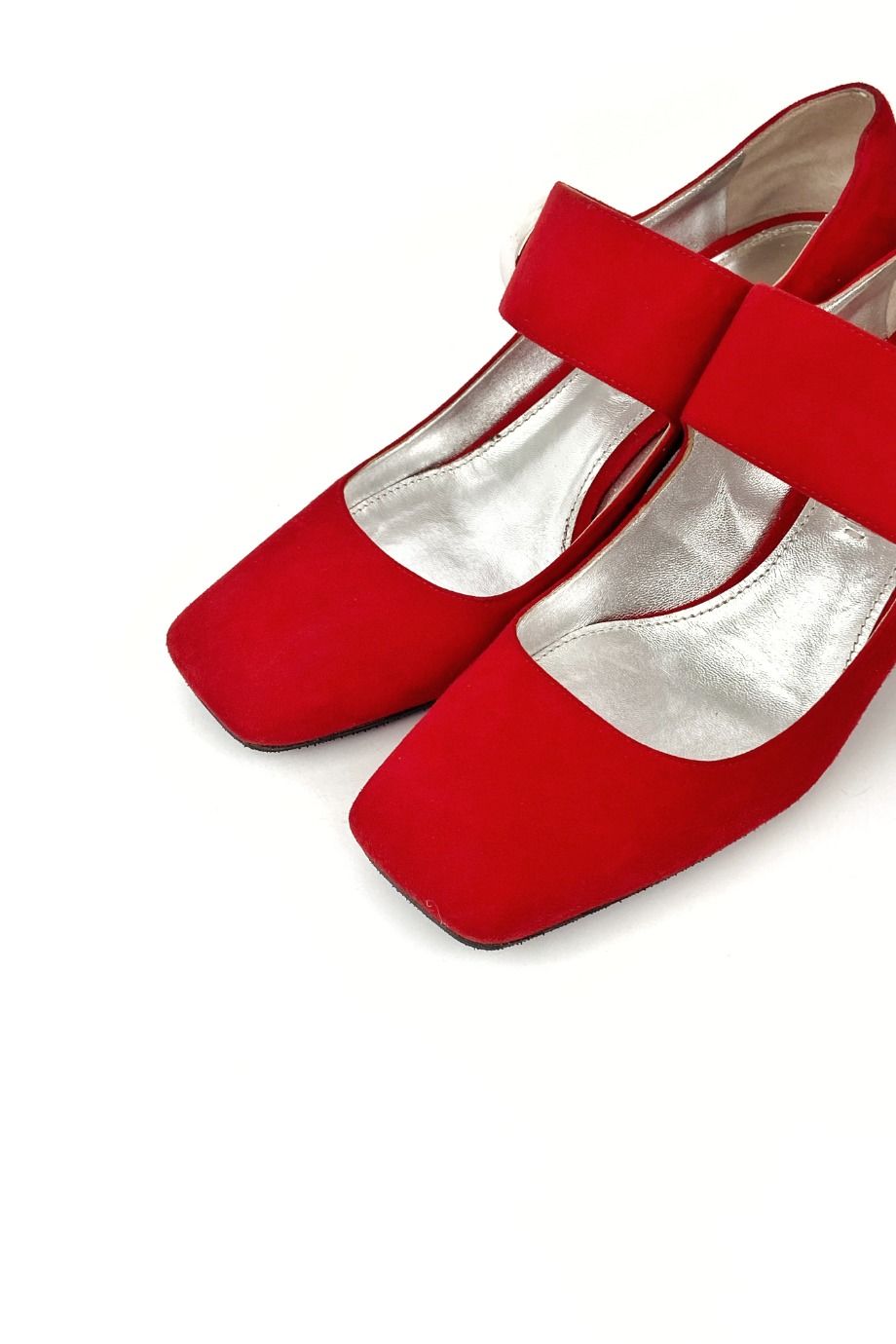 image 3 Туфли замшевые красного цвета на устойчивом каблуке