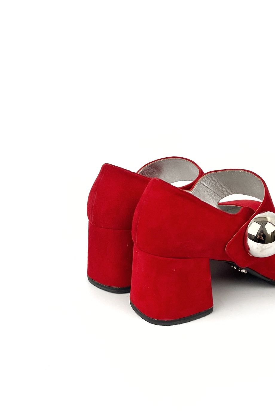 image 4 Туфли замшевые красного цвета на устойчивом каблуке