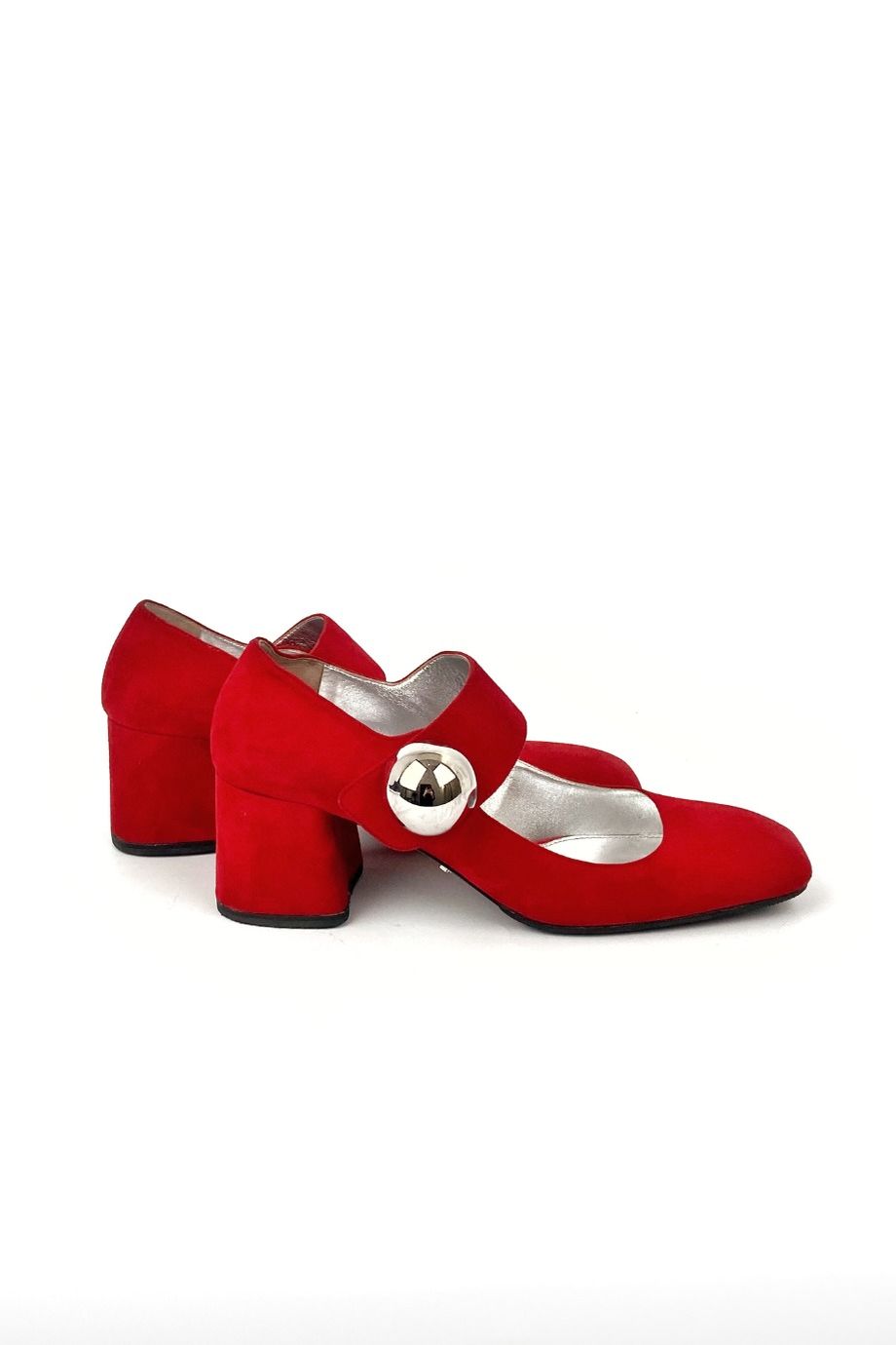 image 5 Туфли замшевые красного цвета на устойчивом каблуке