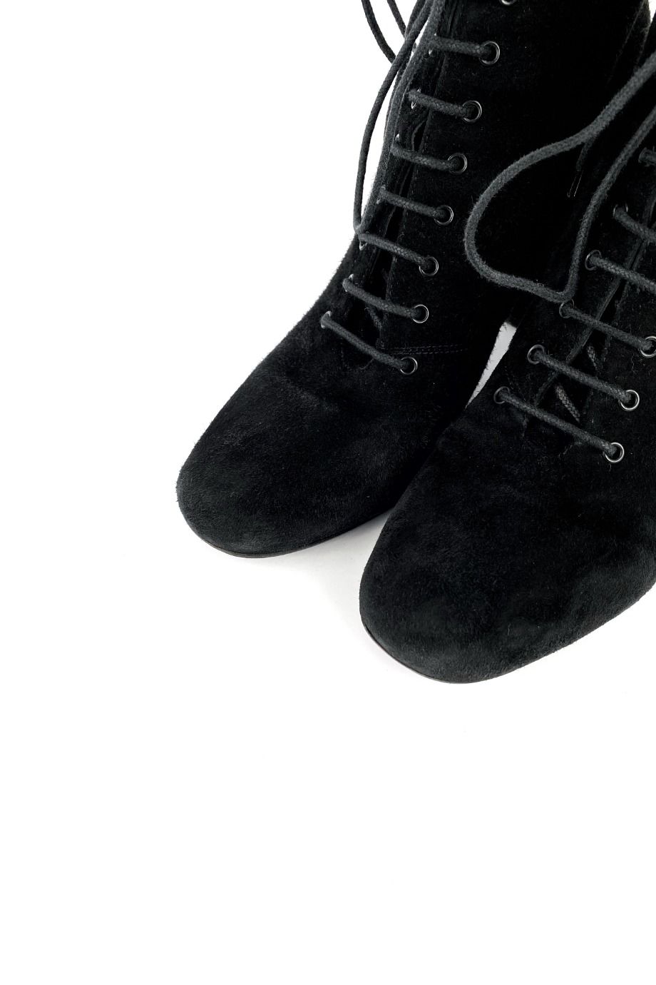 image 3 Замшевые ботильоны черного цвета на каблуке