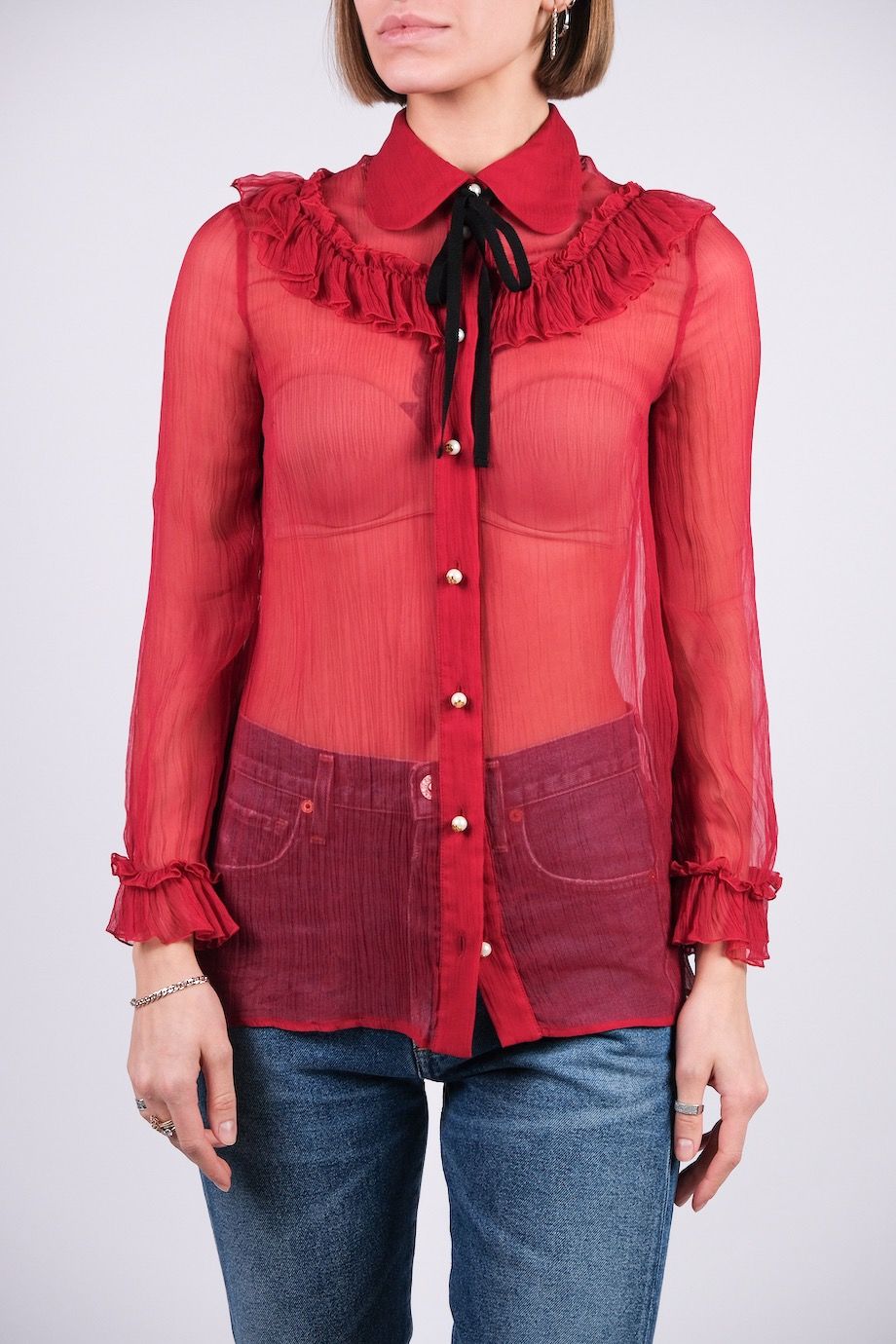 image 1 Шелковая блуза красного цвета