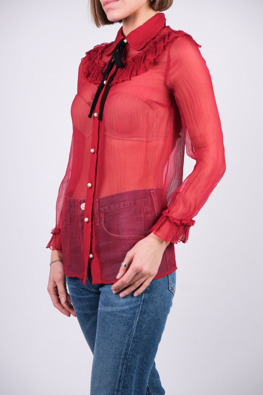 image 2 Шелковая блуза красного цвета