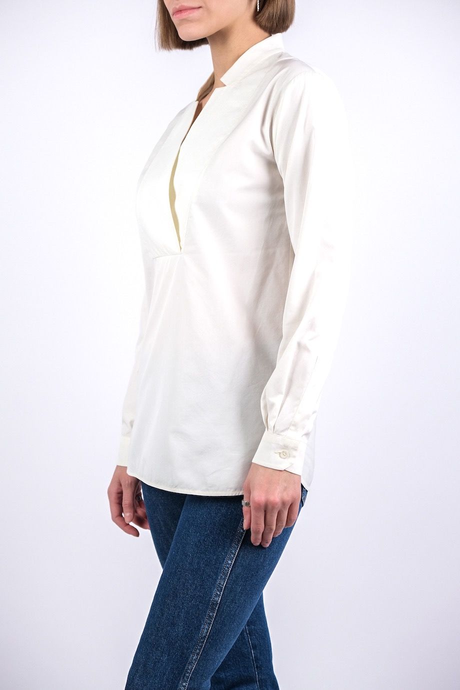 image 2 Комбинированная блуза белого цвета