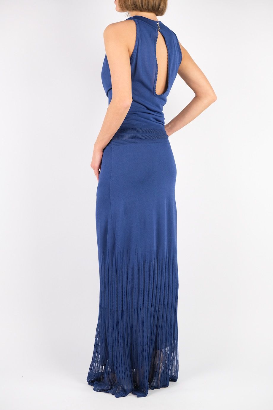 image 4 Трикотажное платье в пол синего цвета без рукавов