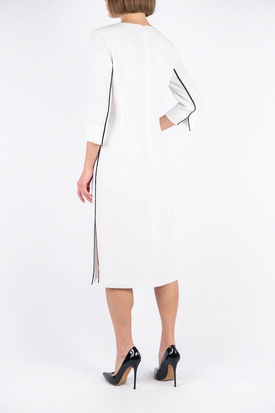 image 3 Платье белого цвета с длинным рукавом